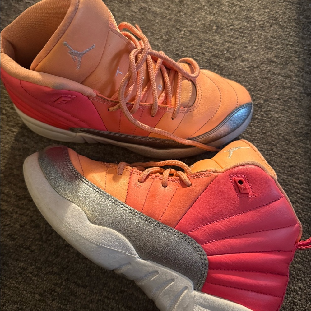 Jordan Orange and Silver Sneakers with Cushioned Ankle Collars